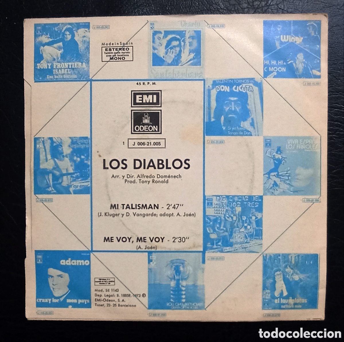 Discos de vinilo: SINGLE LOS DIABLOS - MI TALISM&Aacute;N - ODEON 1973 - Foto 2