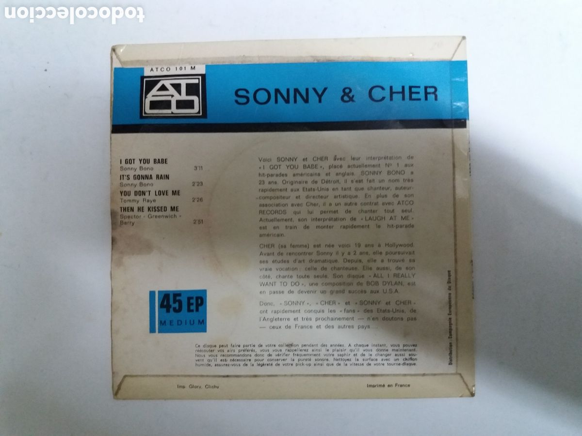 Discos de vinilo: SONNY & CHER. I GOT YOU BABE. ATCO - Foto 2