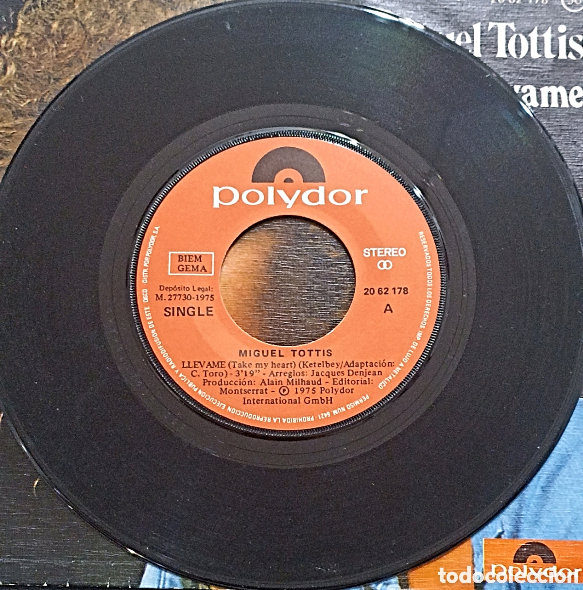 Discos de vinilo: SINGLE TOTTIS - LLEVAME - POLYDOR 1975 - Foto 3
