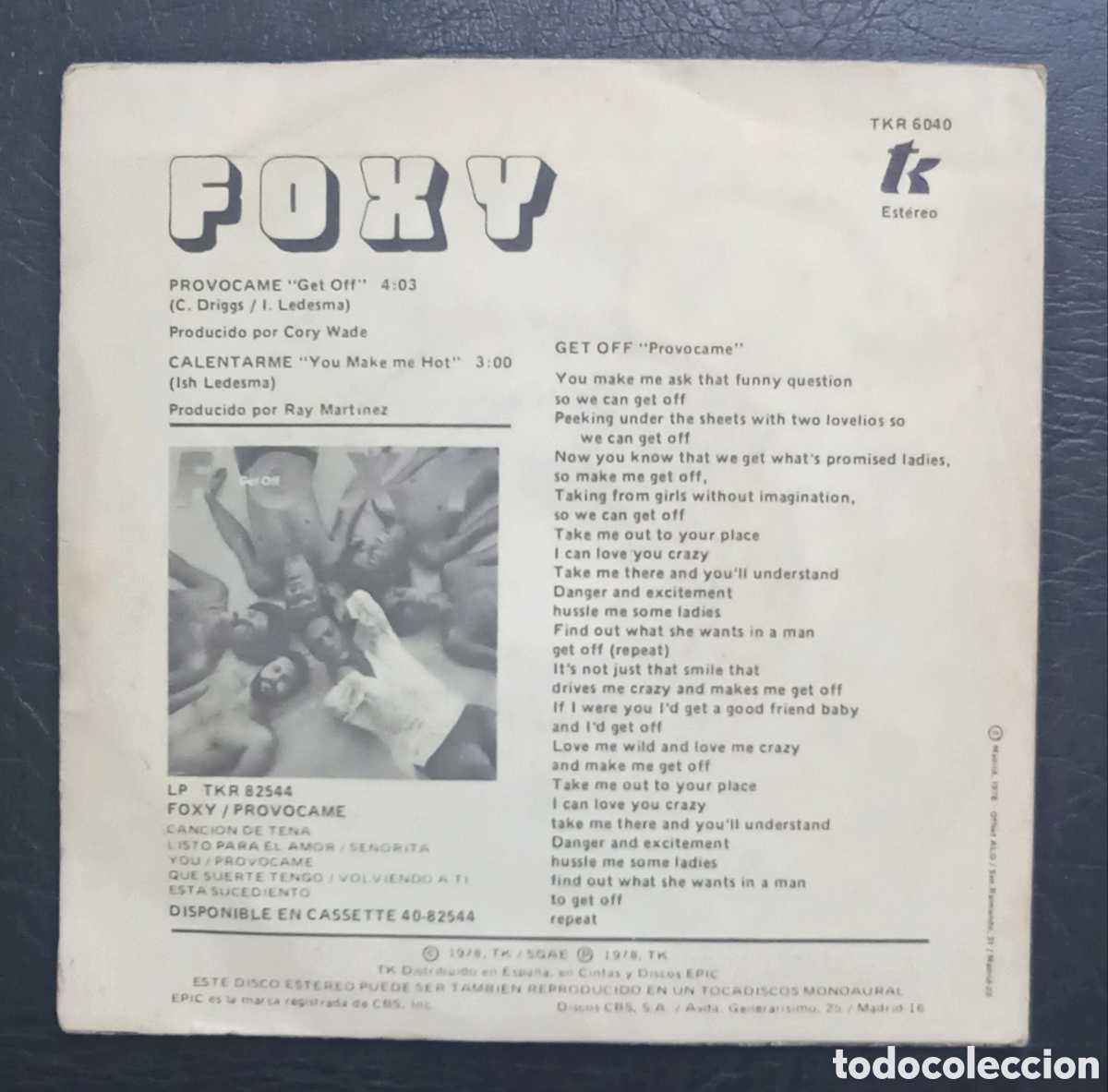 Discos de vinilo: SINGLE FOXY - PROVOCAME - EPIC 1978 - Foto 2