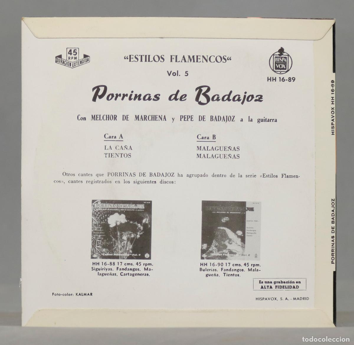 Discos de vinilo: EP. PORRINAS DE BADAJOZ. VOL.5 - Foto 2
