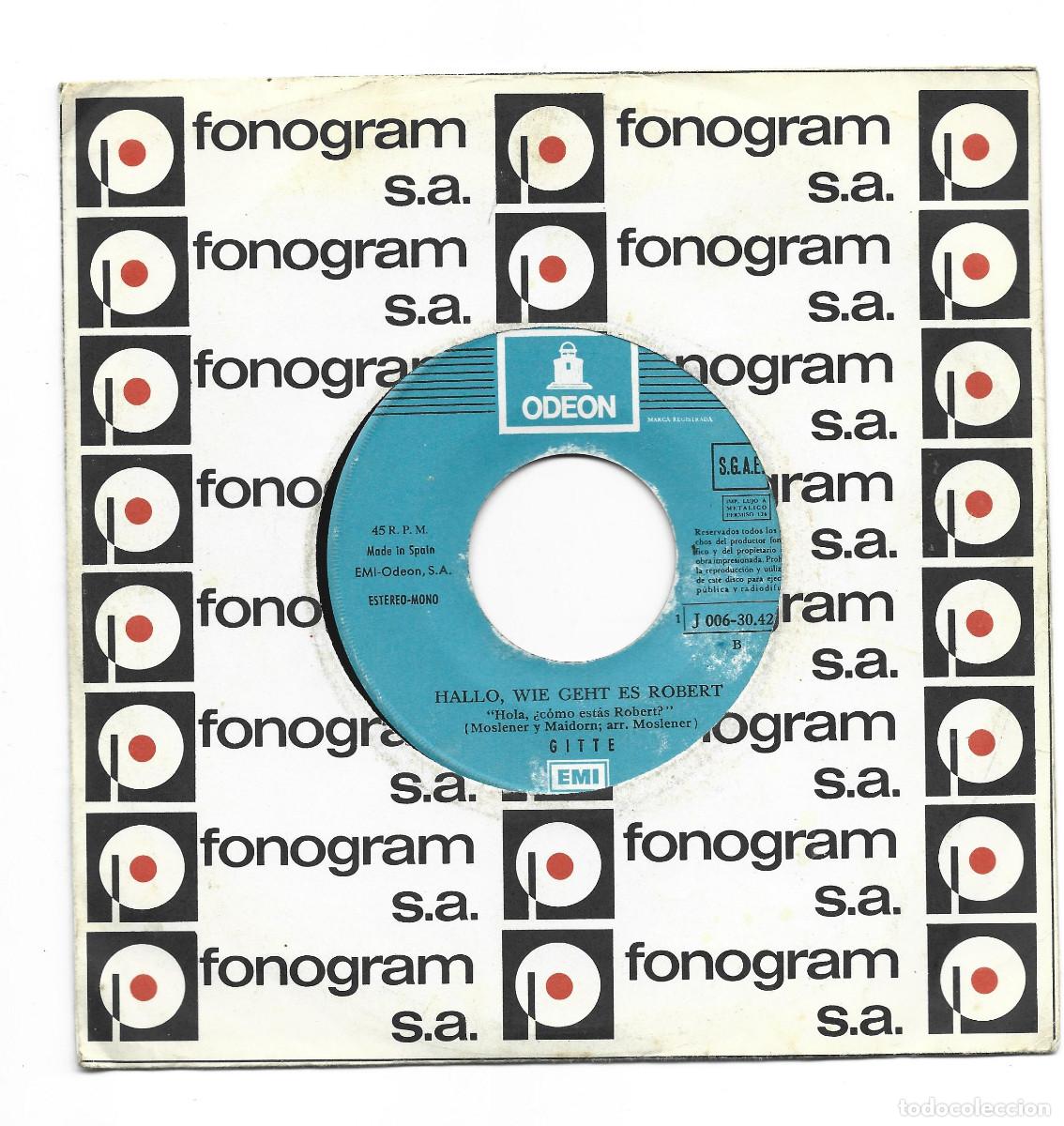 Discos de vinilo: GITTE-JUNGER TAG-HALLO, WIE GEHT ES ROBERT - Foto 2