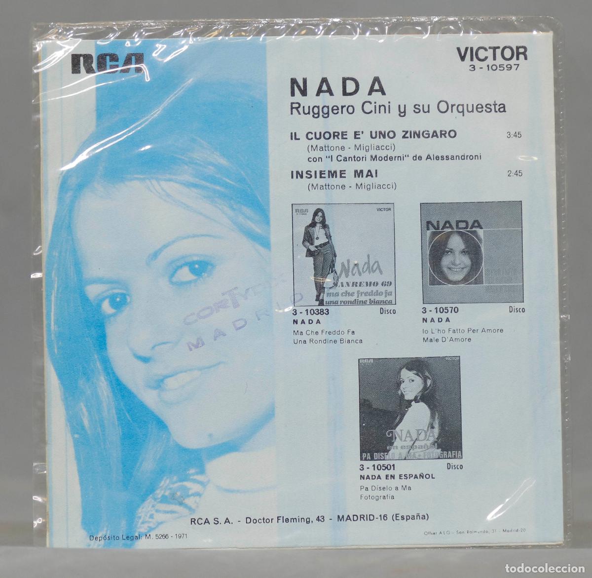Discos de vinilo: SINGLE. Nada &ndash; Il Cuore &Egrave; Uno Zingaro / Insieme Mai - Foto 2