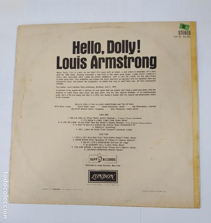 Discos de vinilo: HELLO DOLLY! LOUIS ARMSTRONG. LP. TDKLP9 - Foto 2