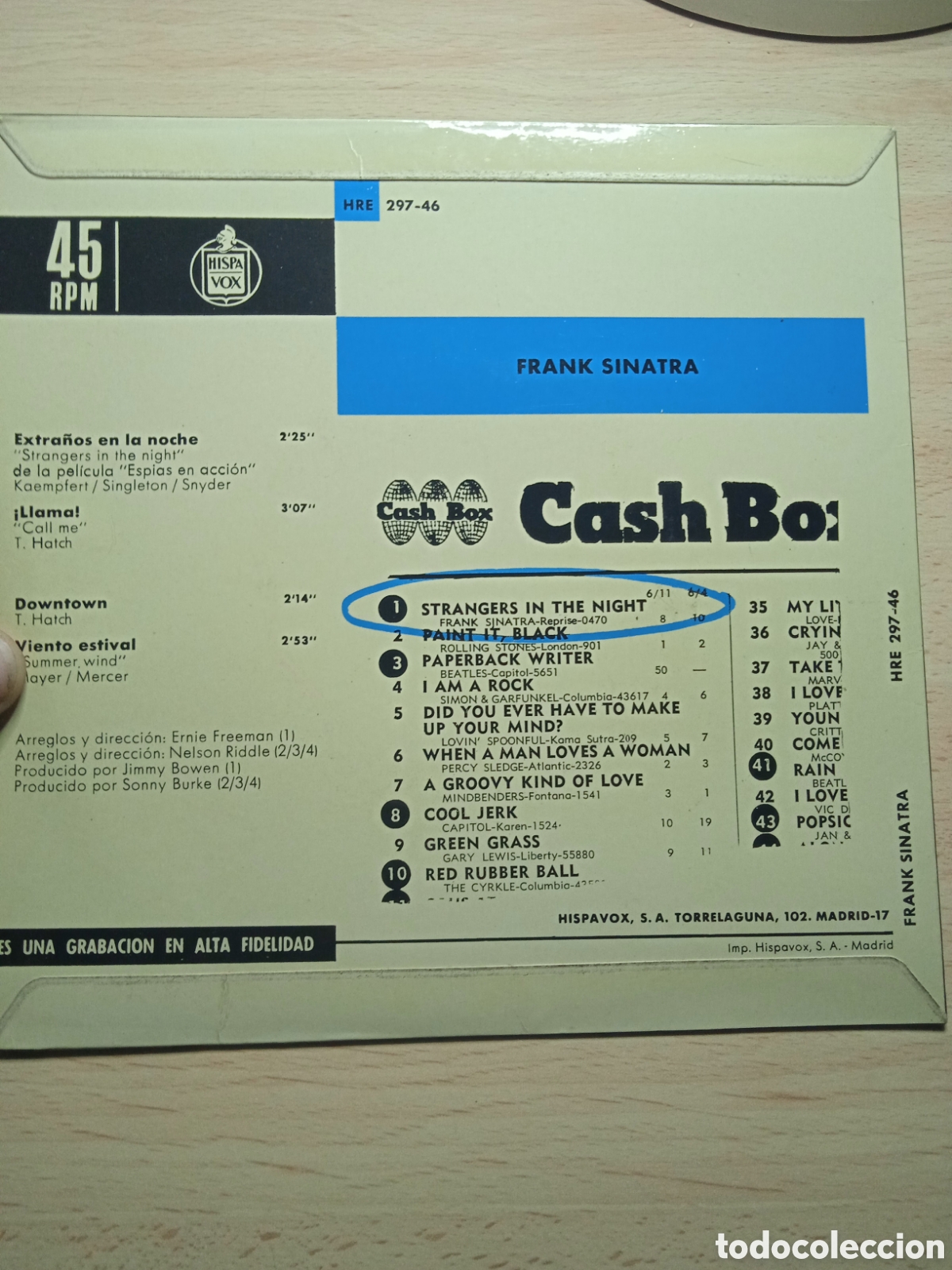 Discos de vinilo: EP 7&rdquo; Frank Sinatra 1966 Extra&ntilde;os en la noche+3 - Foto 2