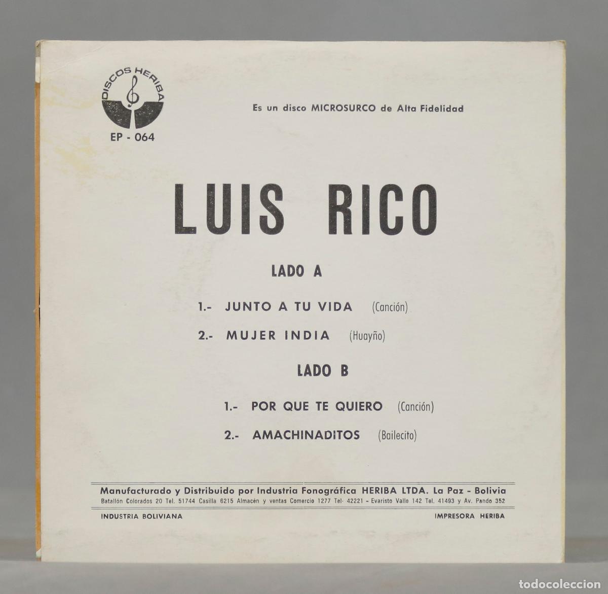 Discos de vinilo: EP. LUIS RICO. JUNTO A TU VIDA - Foto 2
