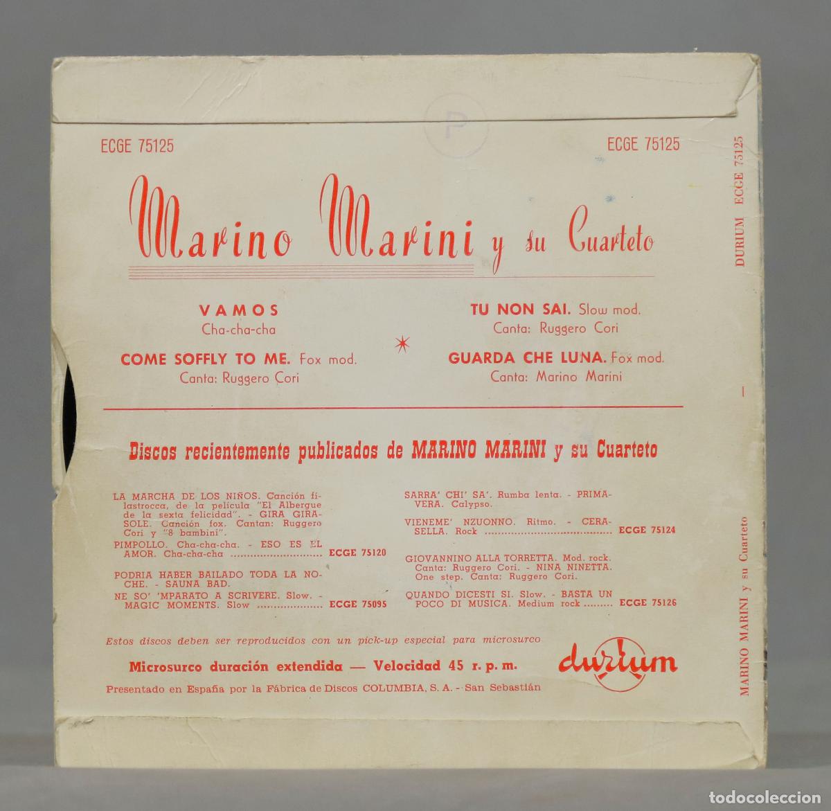 Discos de vinilo: EP. Marino Marini Y Su Cuarteto &ndash; Vamos - Foto 2