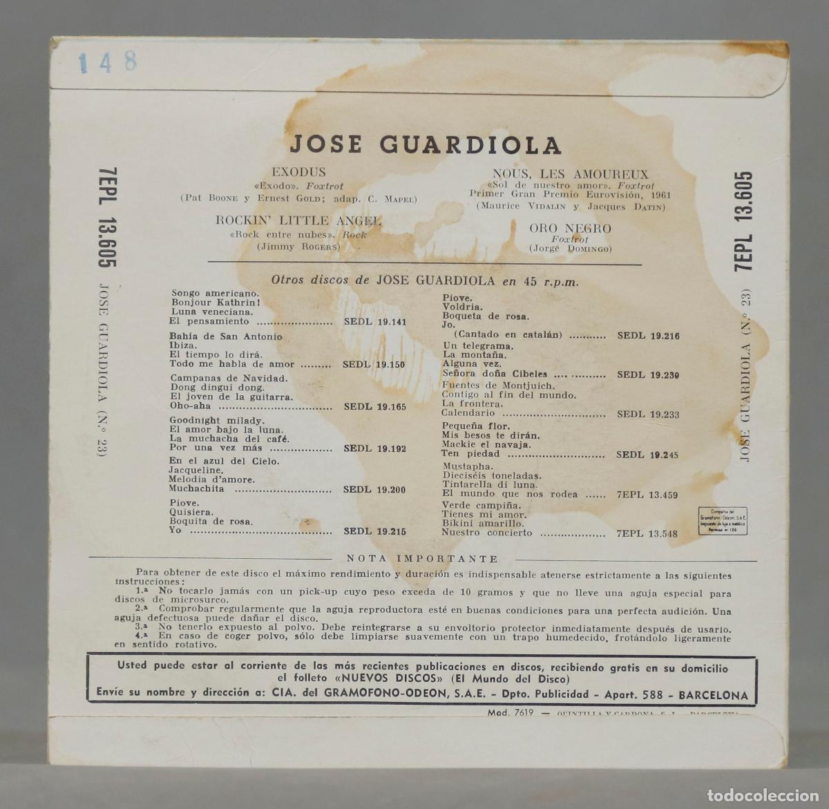 Discos de vinilo: EP. Jos&eacute; Guardiola &ndash; Exodus - Foto 2