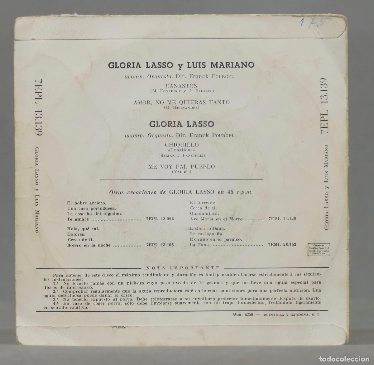 Discos de vinilo: EP. Pourcel / Gloria Lasso / Luis Mariano &ndash; Canastos - Foto 2