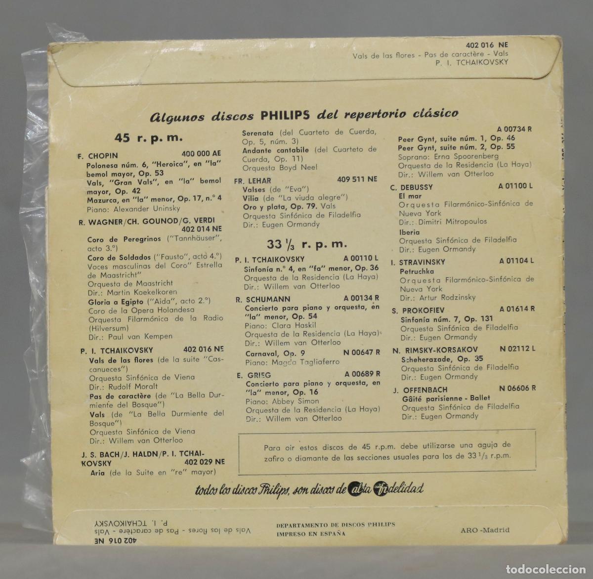 Discos de vinilo: SINGLE. VALS DE LAS FLORES. TCHAIKOVSKY - Foto 2