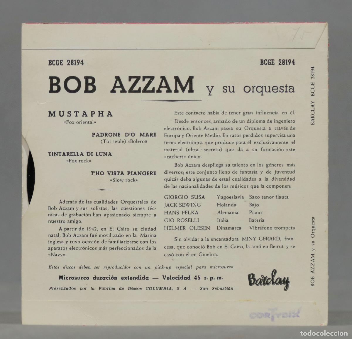 Discos de vinilo: EP. Bob Azzam Y Su Orquesta &ndash; Mustapha - Foto 2