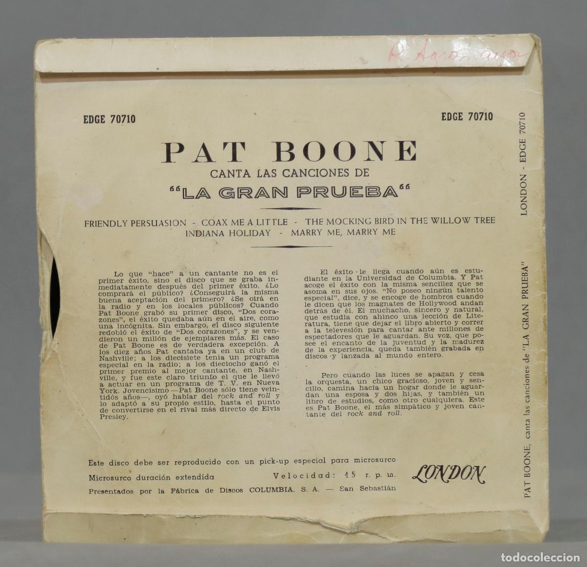 Discos de vinilo: EP. PAT BOONE. LA GRAN PRUEBA - Foto 2