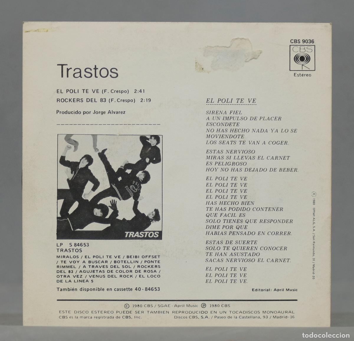 Discos de vinilo: SINGLE. Trastos &ndash; El Poli Te Ve - Foto 2