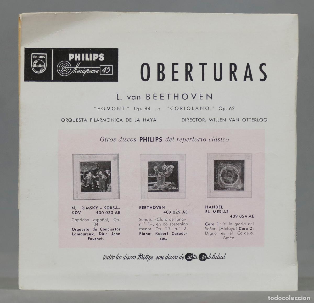 Discos de vinilo: SINGLE. OBERTURAS DE BEETHOVEN. OTTERLOO - Foto 2
