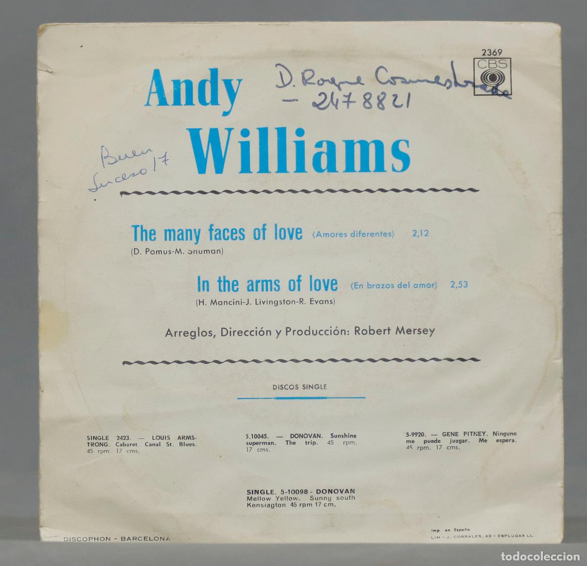 Discos de vinilo: SINGLE. &iquest;QUE HICISTE EN LA GUERRA PAPI? / ANDY WILLIAMS - Foto 2