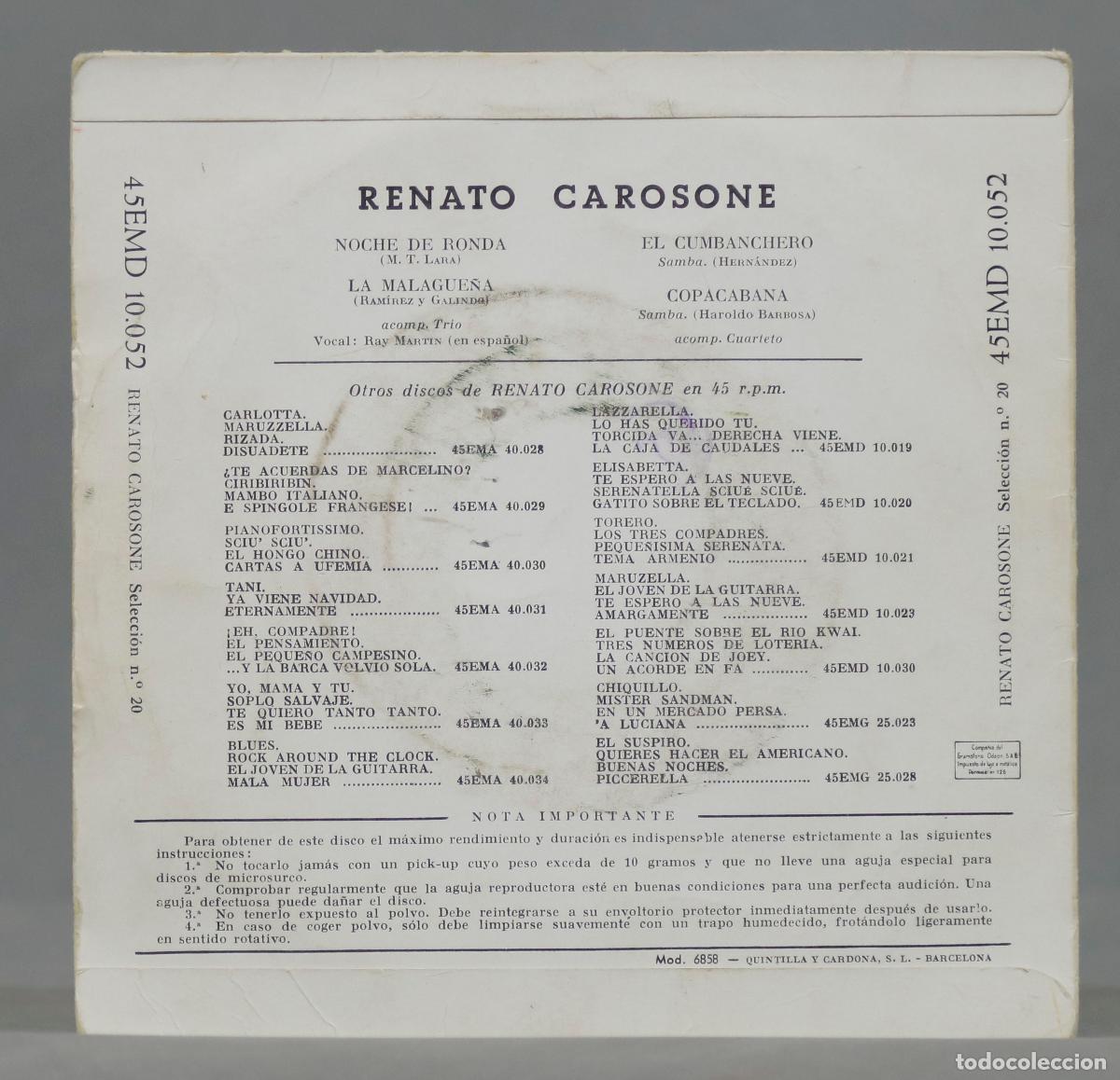 Discos de vinilo: EP. Renato Carosone &ndash; N&deg; 20 - Foto 2