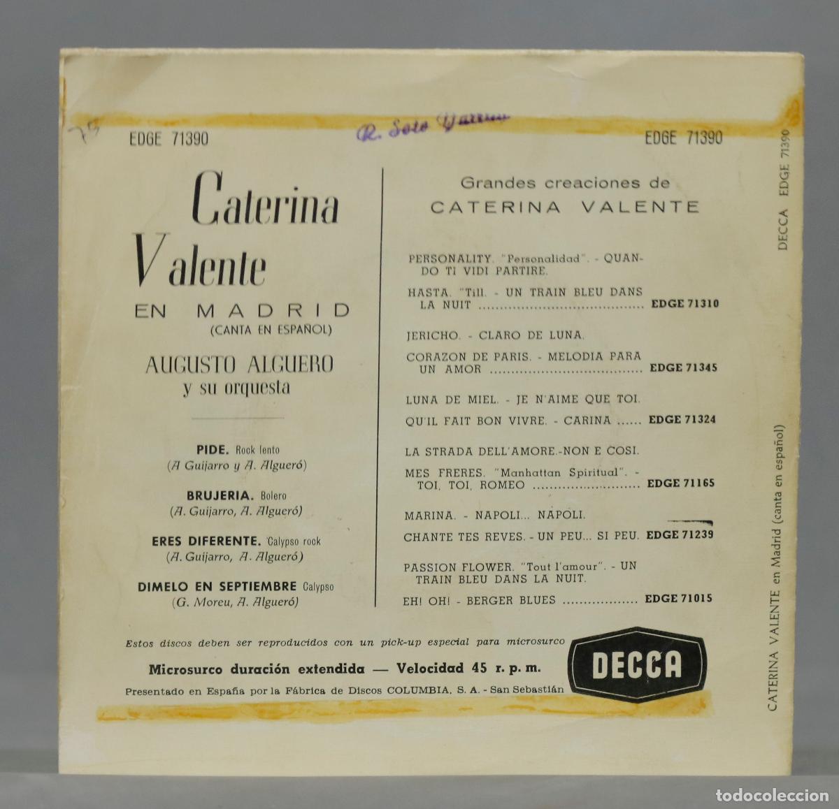 Discos de vinilo: EP. Caterina Valente En Madrid - Foto 2