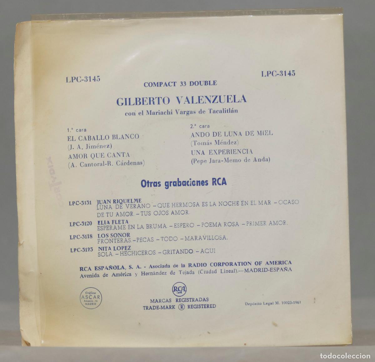 Discos de vinilo: EP. Gilberto Valenzuela &ndash; El Caballo Blanco - Foto 2