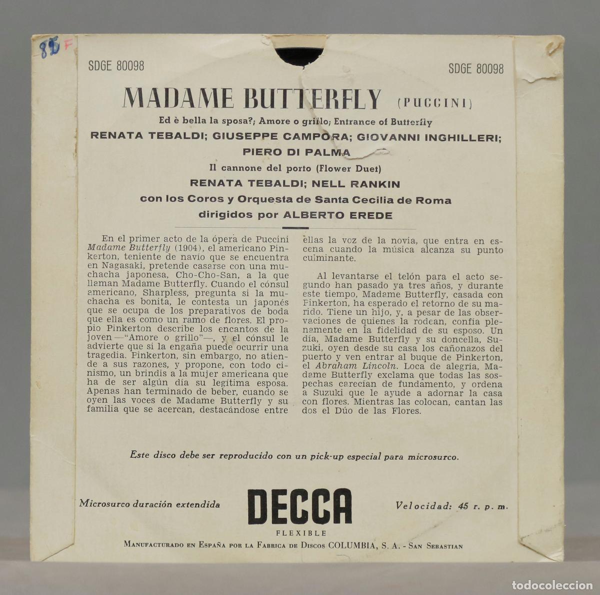 Discos de vinilo: EP. MADAME BUTTERFLY. PUCCINI - Foto 2