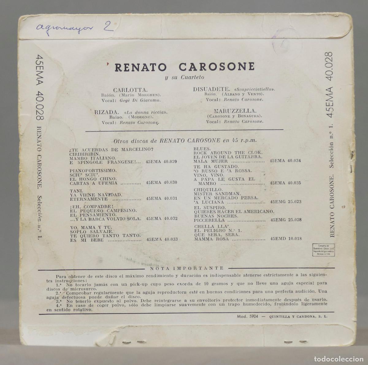 Discos de vinilo: EP. CAROSONE. SELECCION 1 - Foto 2