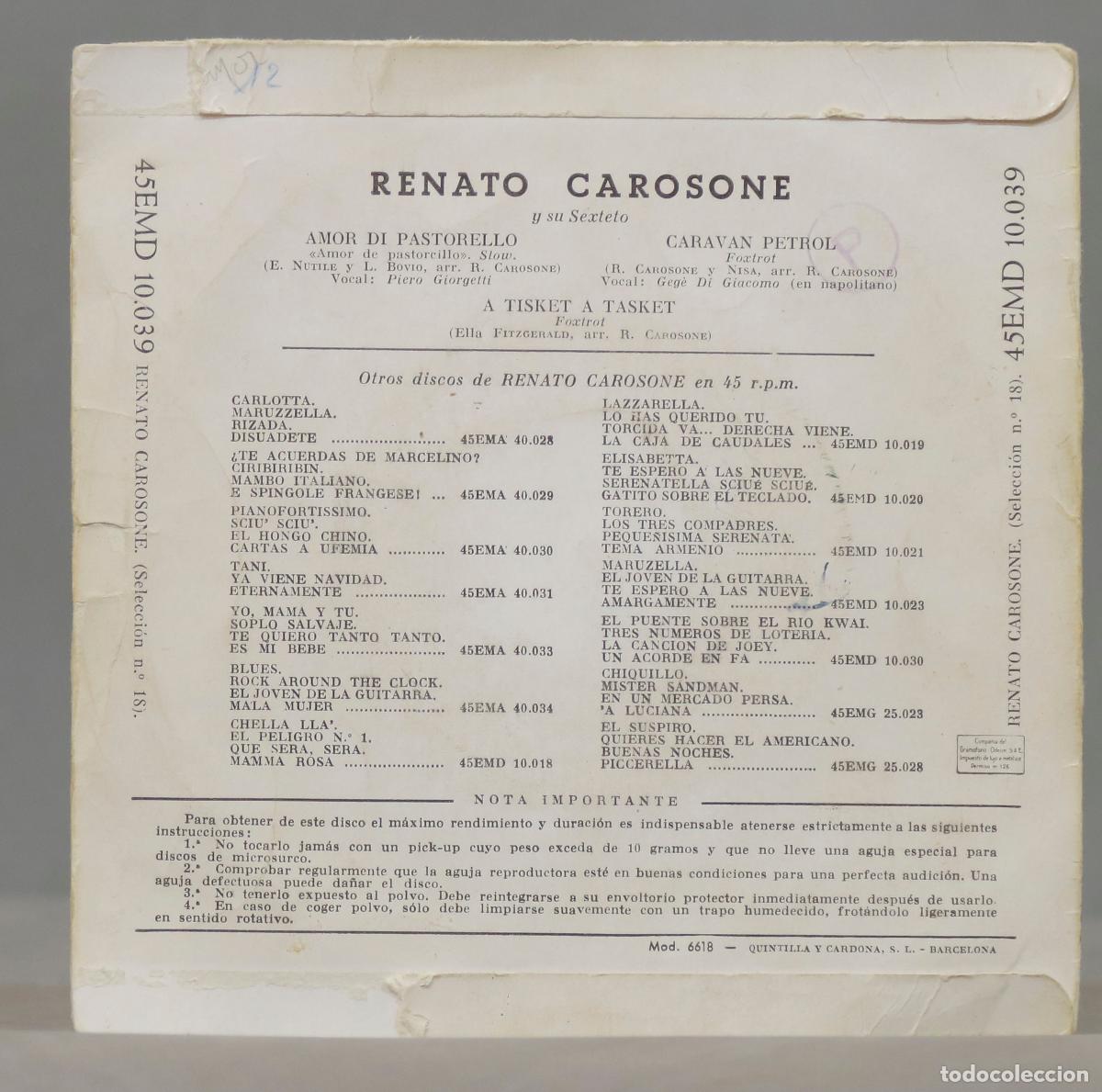 Discos de vinilo: EP. Carosone. SELECCION 18 - Foto 2