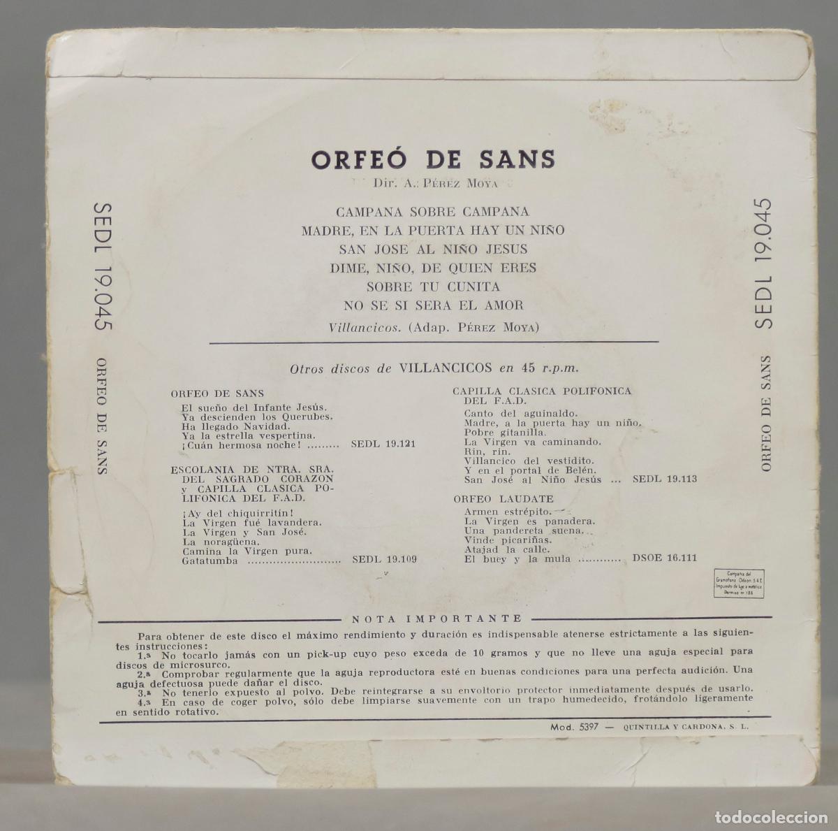 Discos de vinilo: EP. VILLANCICOS. ORFEO DE SANS - Foto 2