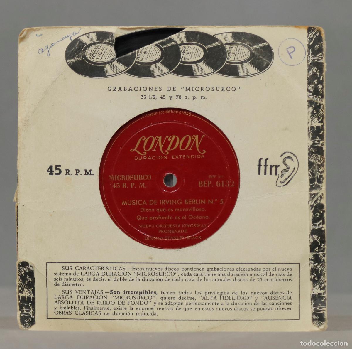 Discos de vinilo: EP. SINGLE. MUSICA DE IRVING BERLIN 6 - Foto 2