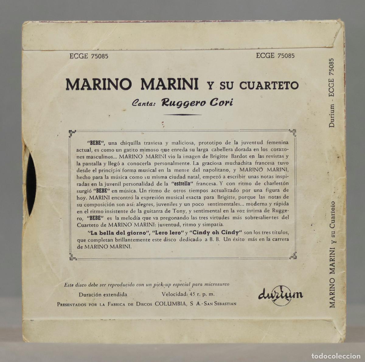 Discos de vinilo: EP. Marino Marini Y Su Cuarteto &ndash; Bebe - Foto 2