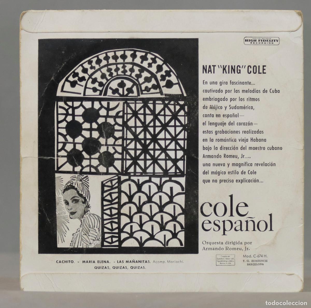 Discos de vinilo: EP. Nat King Cole &ndash; Cole Espa&ntilde;ol - Foto 2