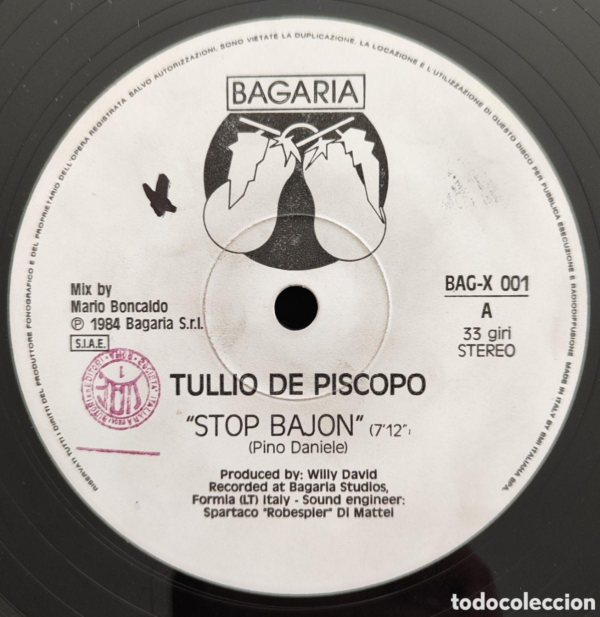 Discos de vinilo: TULLIO DE PISCOPO - STOP BAJON - ORIGINAL ITALIA - Foto 2