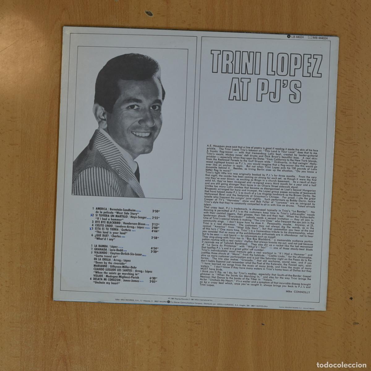 Discos de vinilo: TRINI LOPEZ - AT PJS - LP - Foto 2
