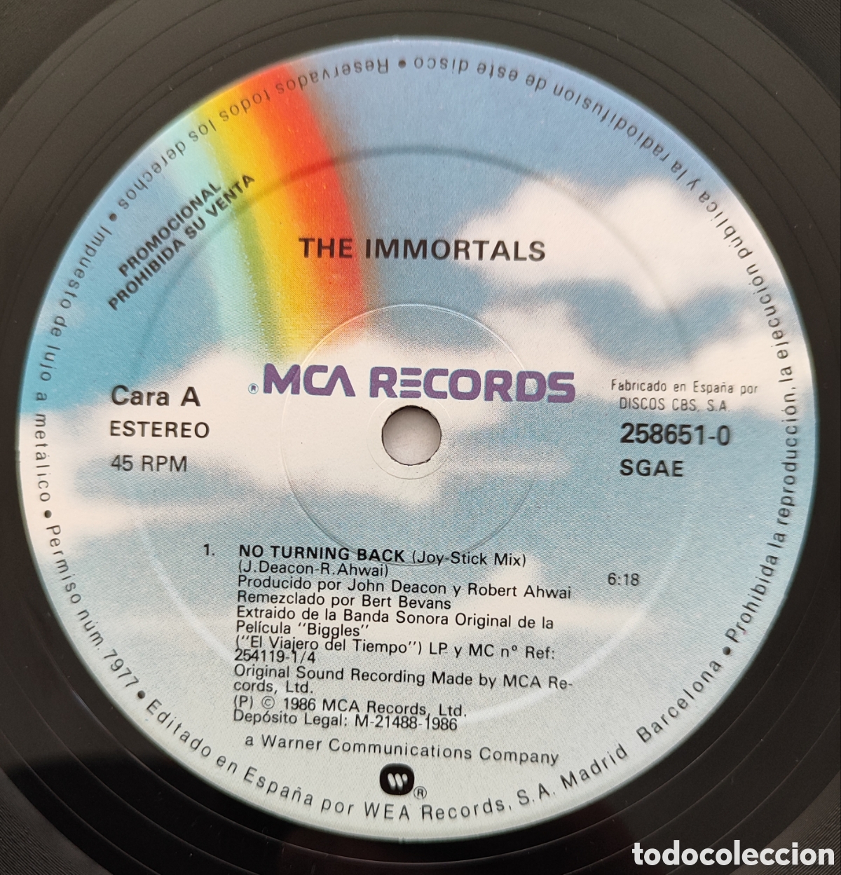 Discos de vinilo: THE IMMORTALS - NO TURNING BACK - PROMOCIONAL - Foto 1