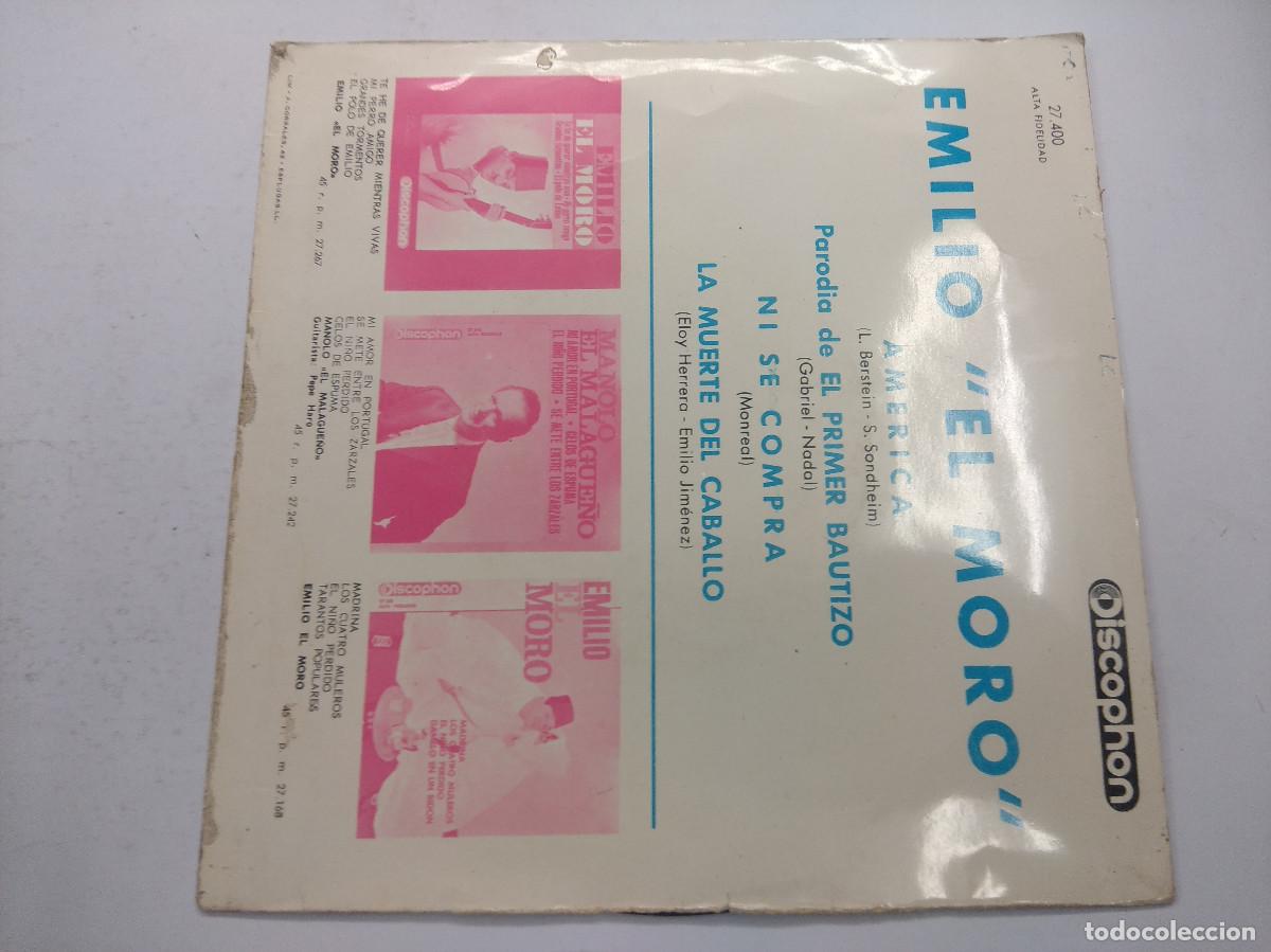 Discos de vinilo: EMILIO EL MORO/AMERICA/SINGLE. - Foto 3