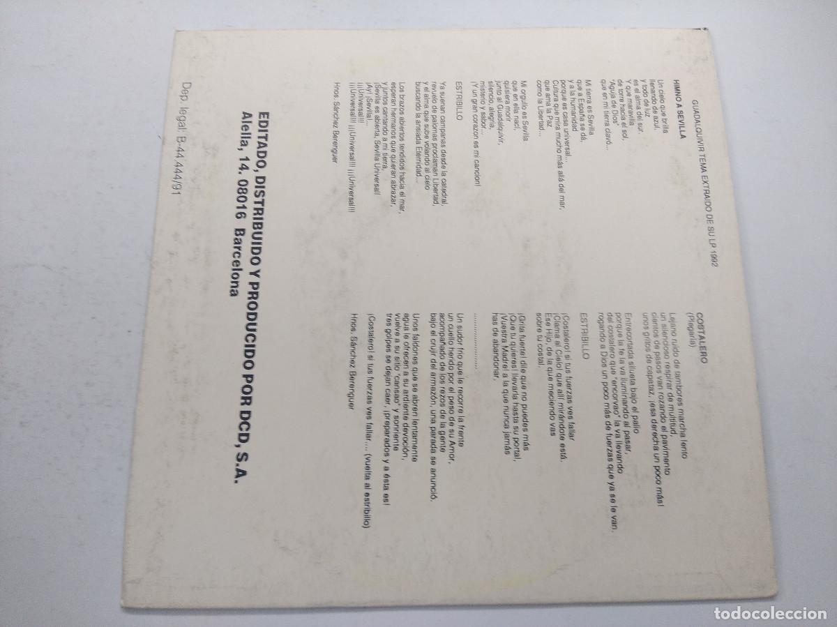 Discos de vinilo: GUADALQUIVIR/HIMNO A SEVILLA/SINGLE. - Foto 3