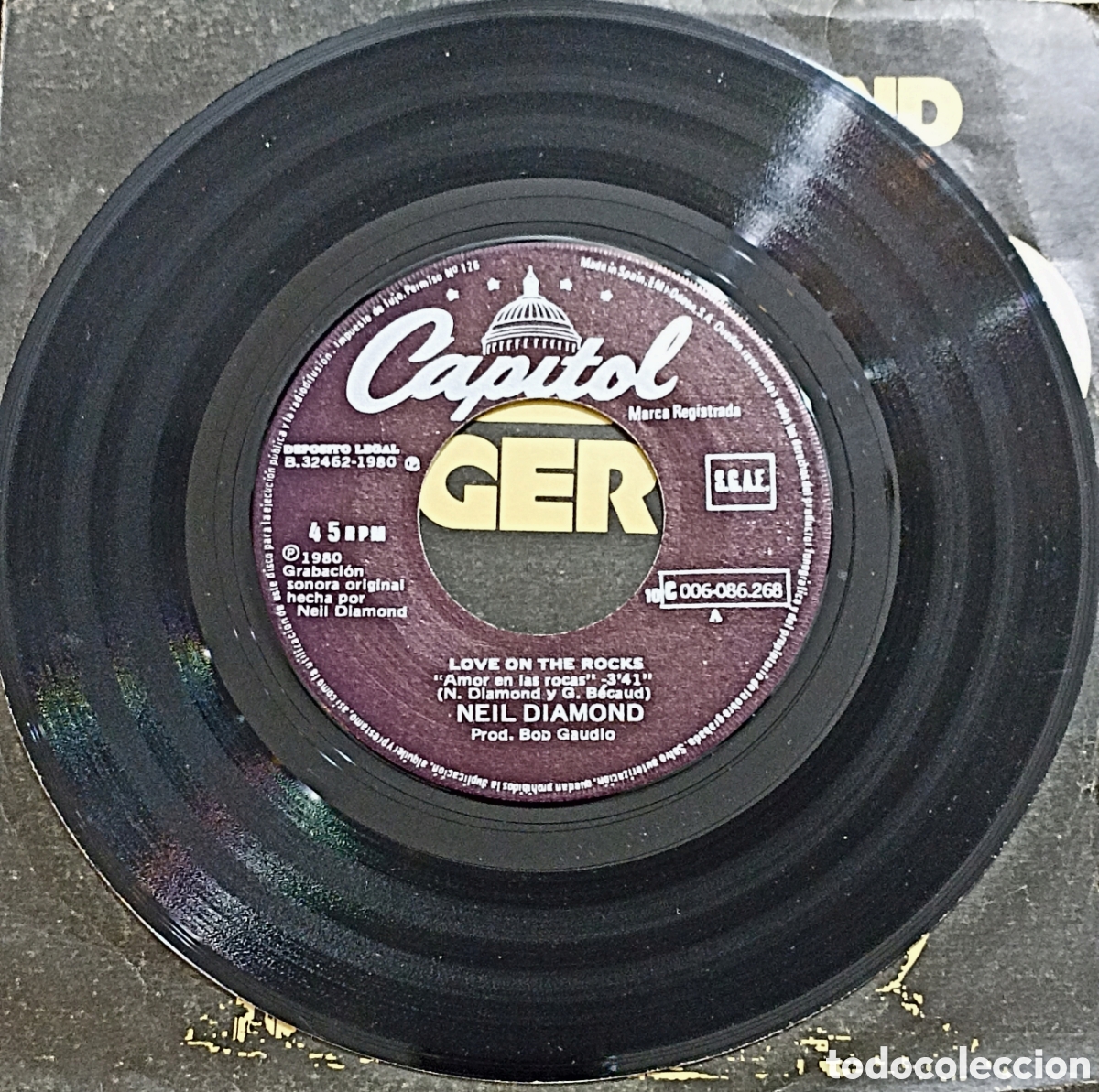 Discos de vinilo: SINGLE NEIL DIAMOND - AMOR EN LAS ROCAS - CAPITOL 1980 - Foto 3