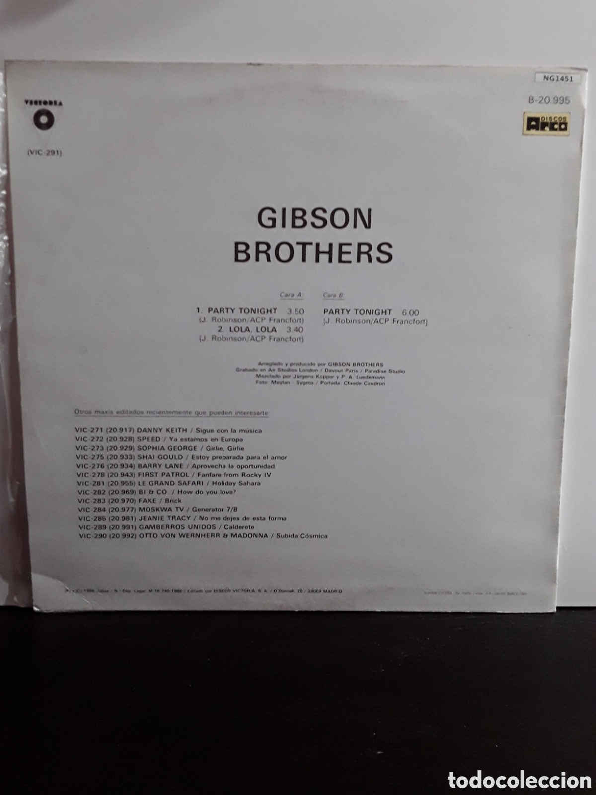Discos de vinilo: Gibson Brothers &lrm;&ndash; Party Tonight - Foto 2