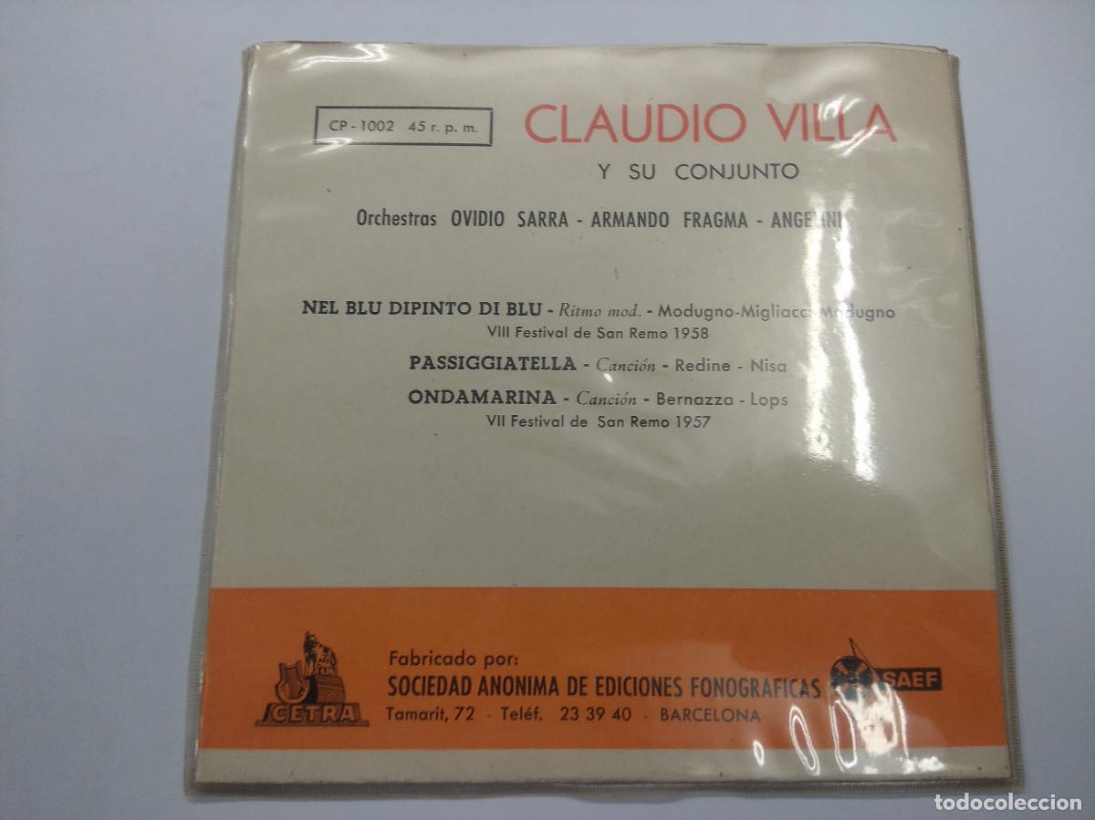 Discos de vinilo: CLAUDIO VILLA/NEL BLU DIPINTO DI BLU/SINGLE. - Foto 3
