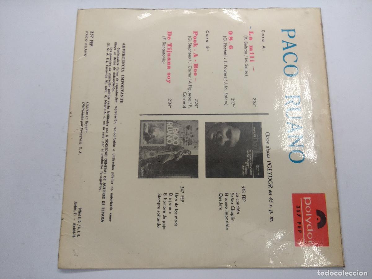 Discos de vinilo: PACO RUANO/LA MILI/SINGLE. - Foto 3
