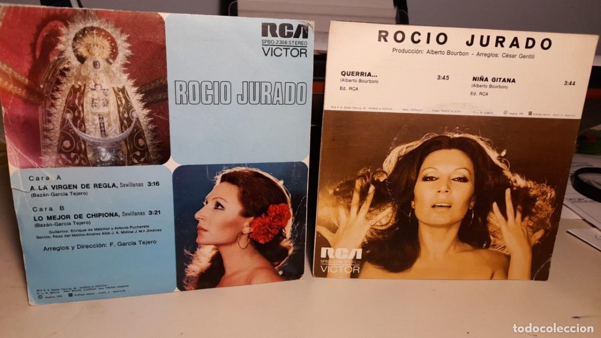 Discos de vinilo: 2 SINGLES DE ROCIO JURADO : A LA VIRGEN DE REGLA + QUERRIA - Foto 2