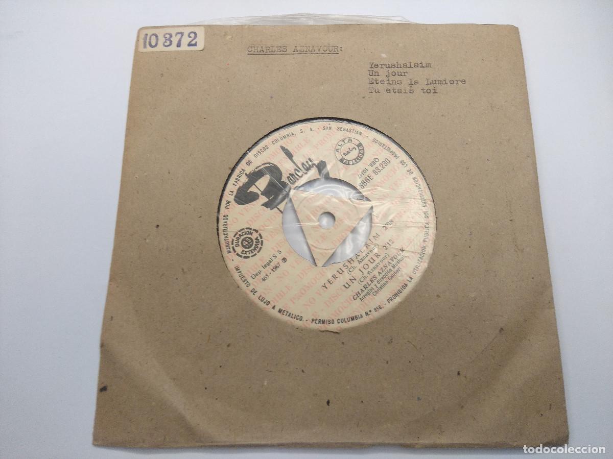 Discos de vinilo: CHARLES AZNAVOUR/YERUSHALAIM/SINGLE PROMOCIONAL. - Foto 1