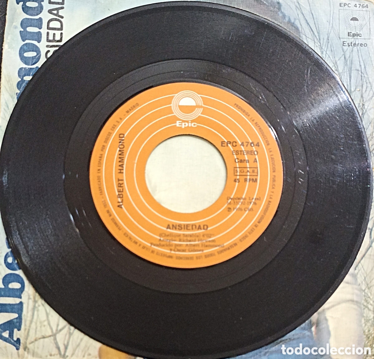 Discos de vinilo: SINGLE ALBERT HAMMOND - ANSIEDAD - EPIC 1976 - Foto 3