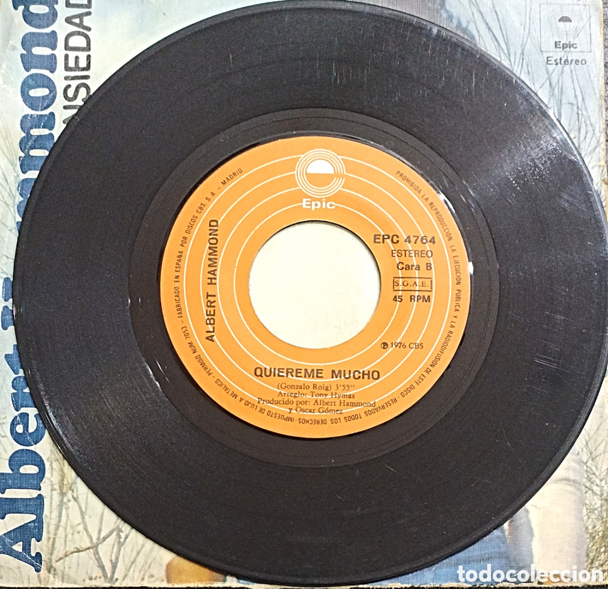 Discos de vinilo: SINGLE ALBERT HAMMOND - ANSIEDAD - EPIC 1976 - Foto 4