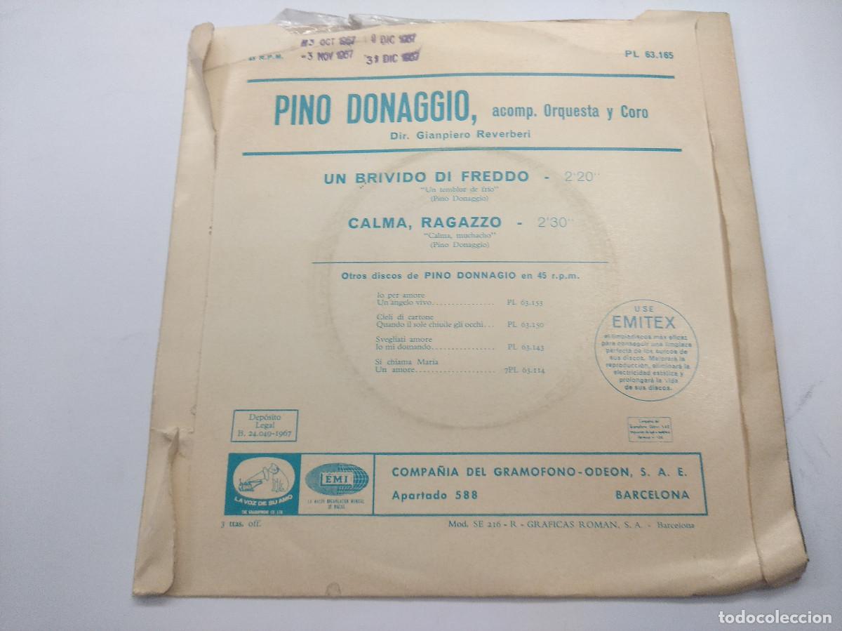 Discos de vinilo: PINO DONAGGIO/UN BRIVIDO DI FREDDO/SINGLE. - Foto 3