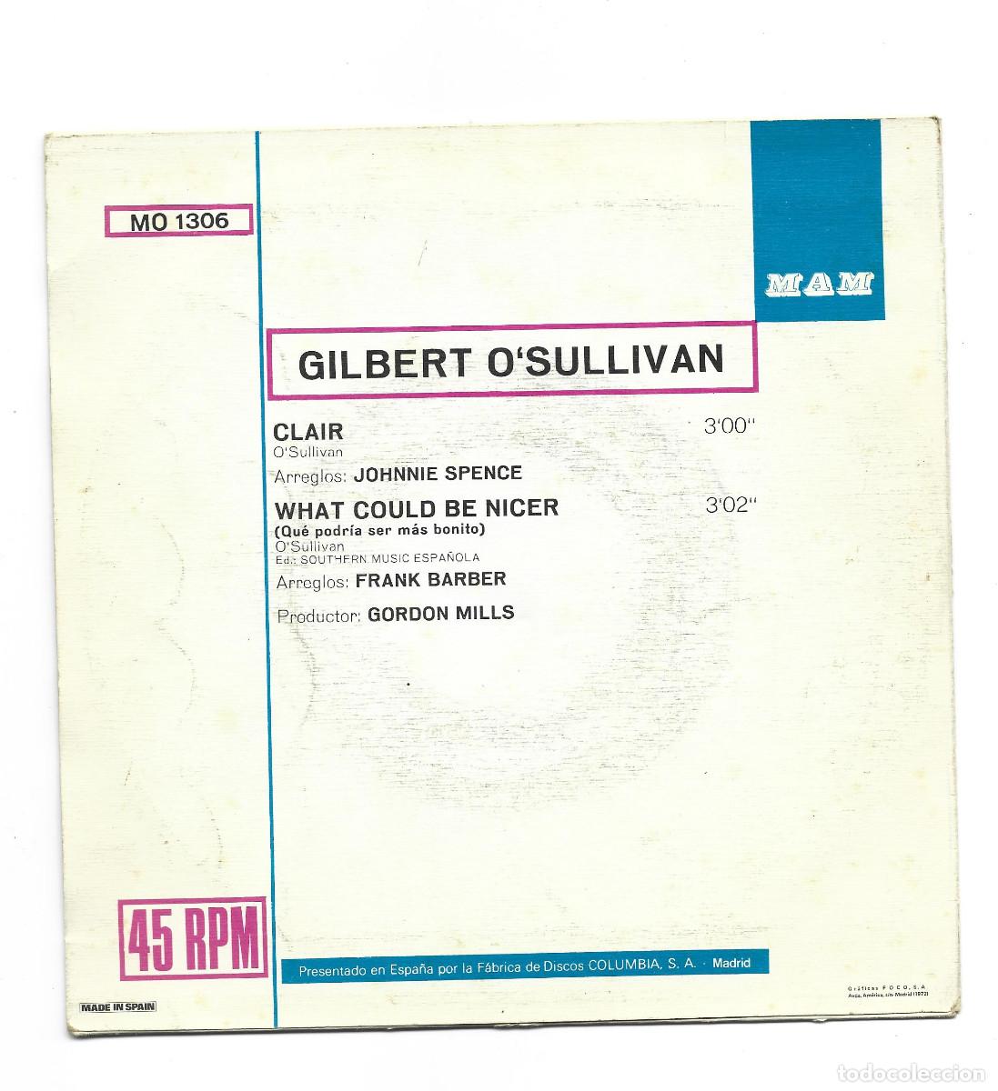 Discos de vinilo: GILBERT OSULLIVAN-CLAIR-WHAT COULD BE NICER - Foto 2
