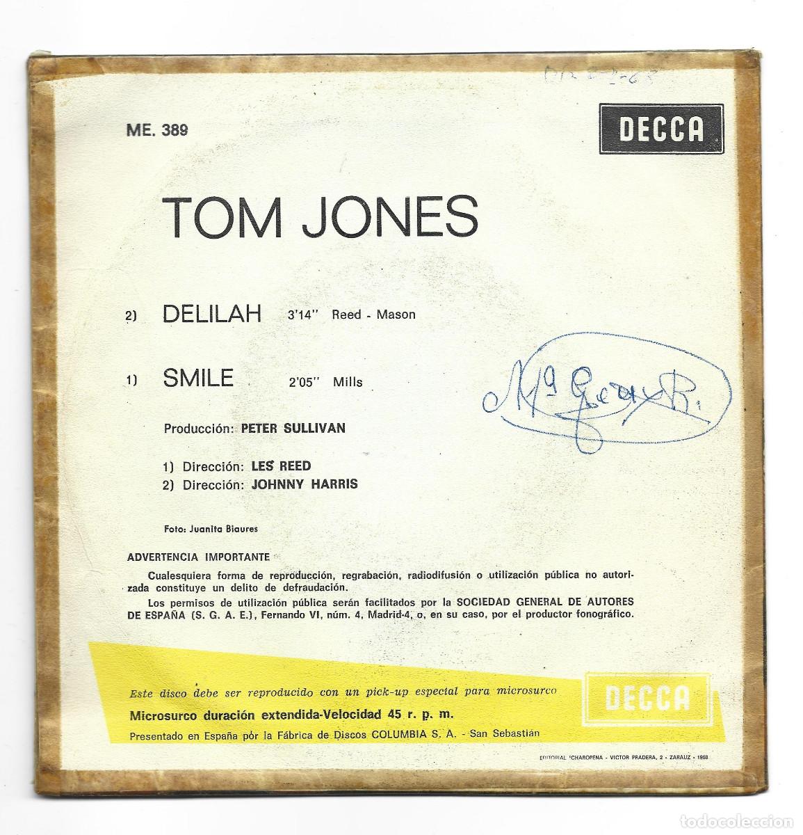 Discos de vinilo: TOM JONES-DELILAH-SMILE - Foto 2