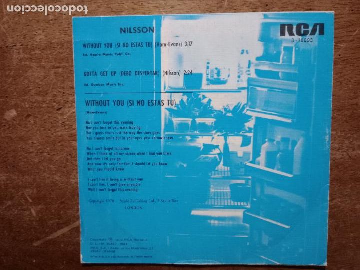 Discos de vinilo: Nilsson - without you + gotta get up - Foto 2