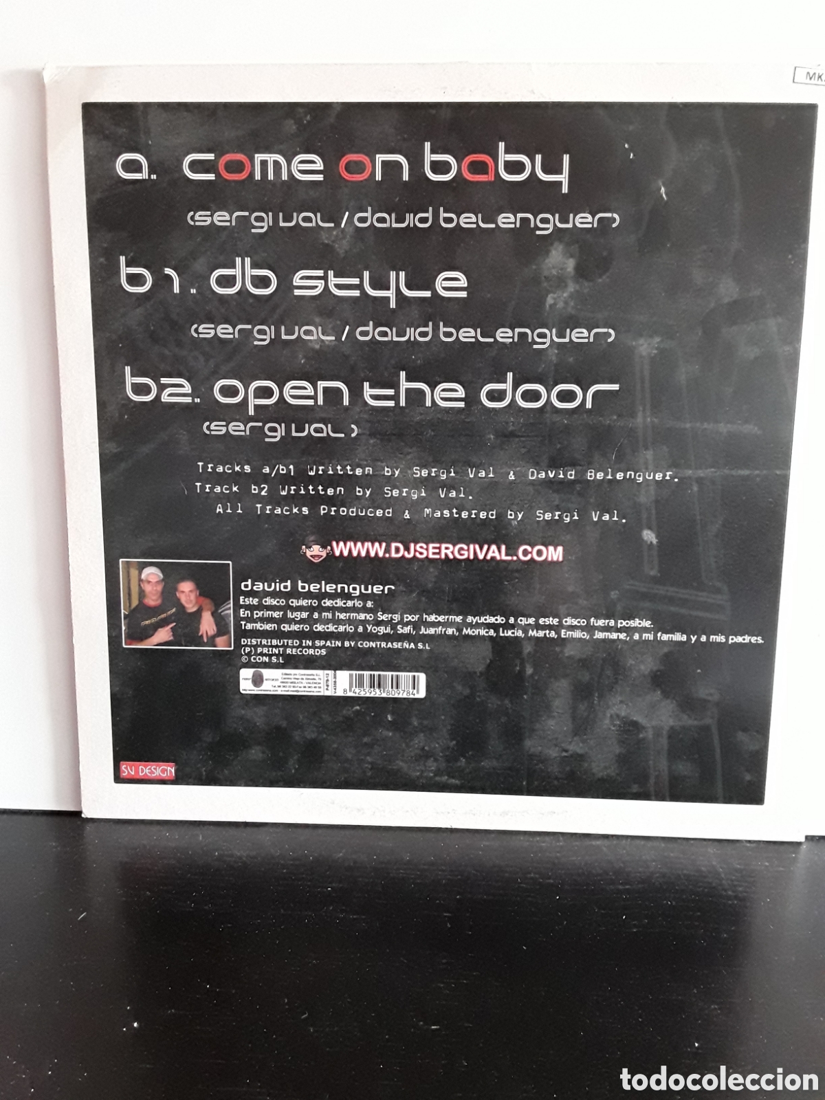 Discos de vinilo: DJ Sergi Val Featuring David Belenguer &lrm;&ndash; Come On Baby - Foto 2