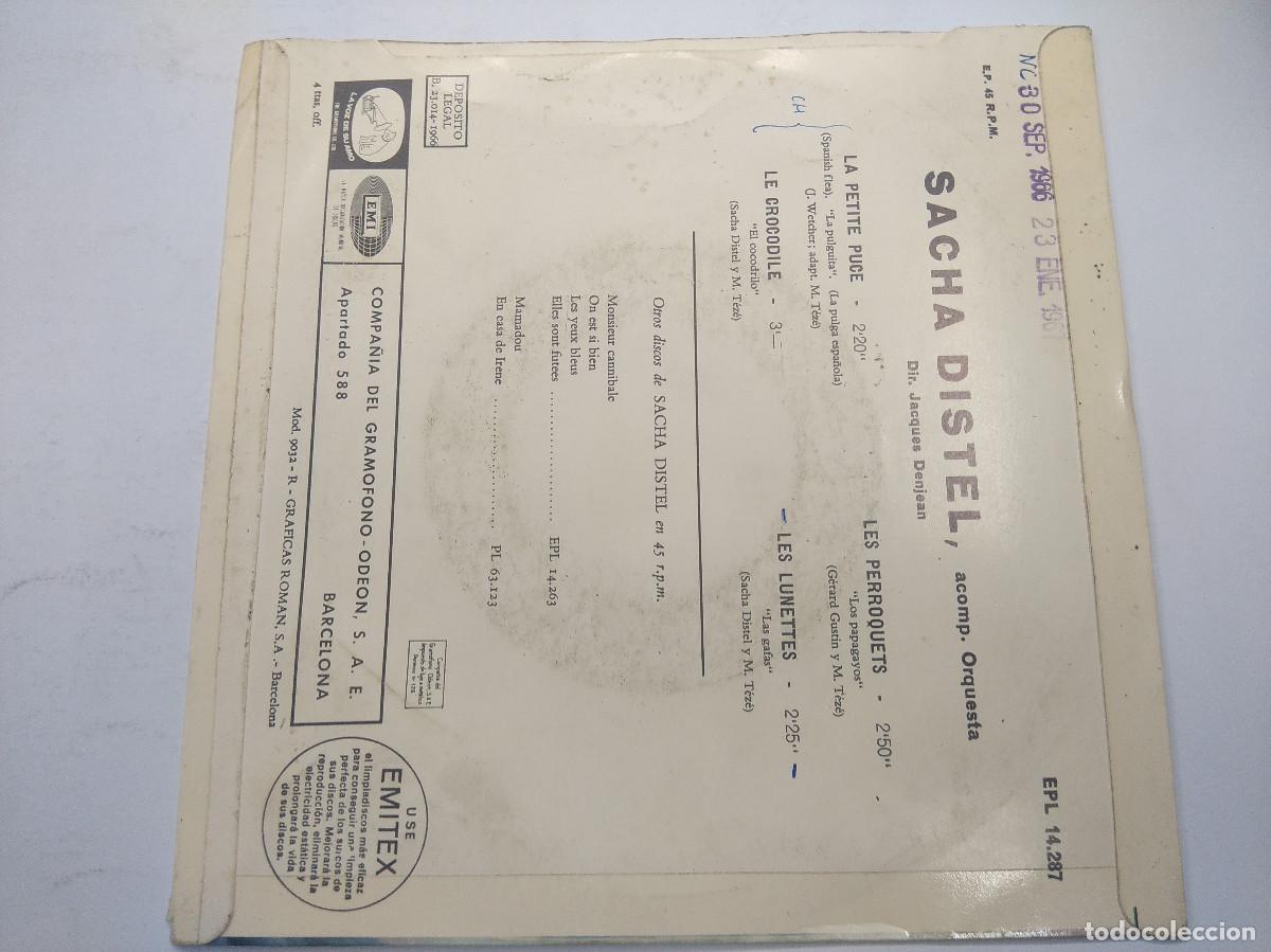Discos de vinilo: SACHA DISTEL/LA PETITE PUCE/SINGLE. - Foto 3