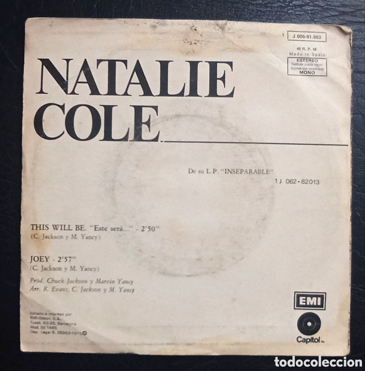 Discos de vinilo: SINGLE NATALIE COLE - ESTE SER&Aacute;... - CAPITOL 1975 - Foto 2