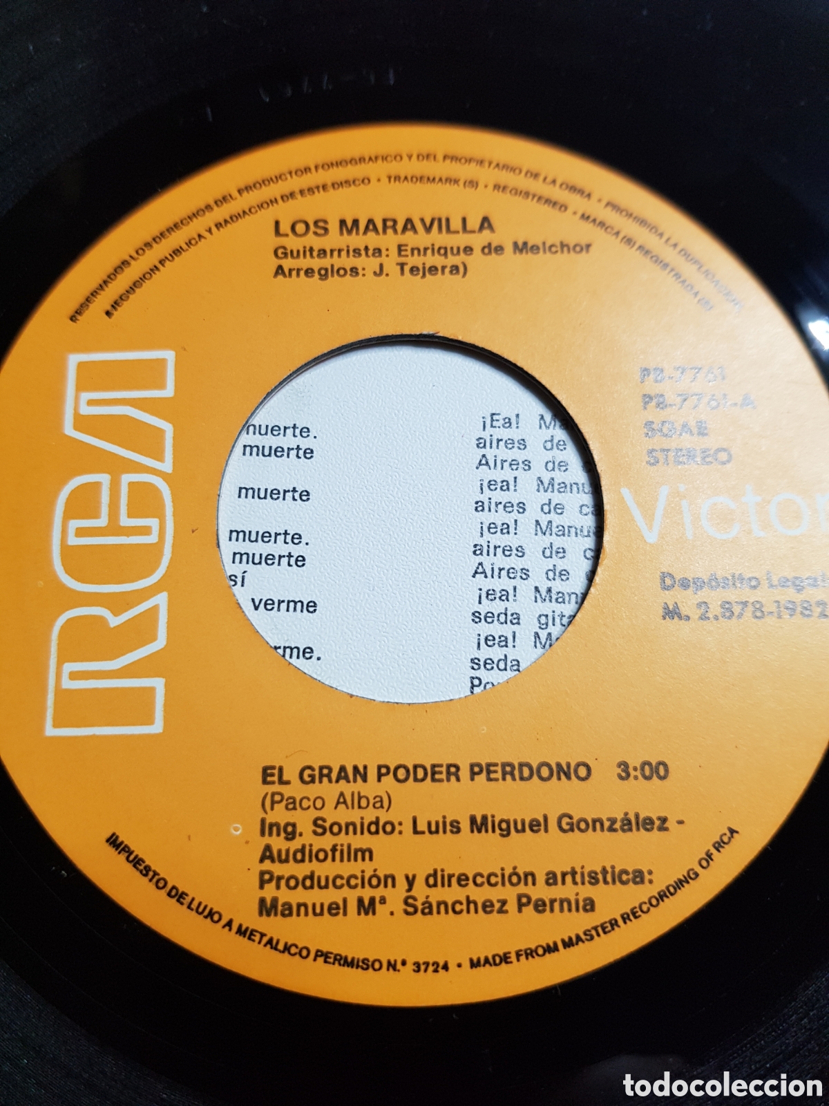 Discos de vinilo: Single 7&rdquo; Los Maravilla 1982 Sevillanas. El gran poder perdon&oacute;. - Foto 3